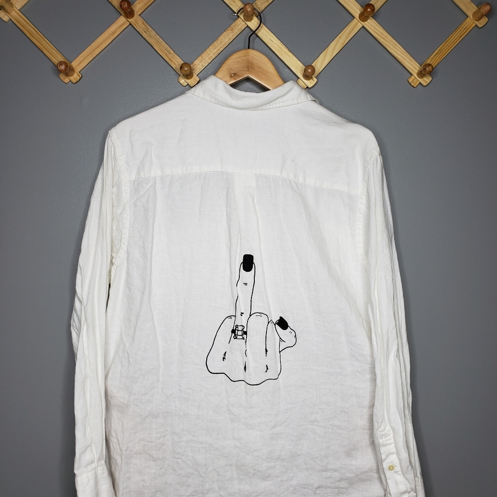 Hubs & Hers Vintage Flannel Ring Finger Embroidery